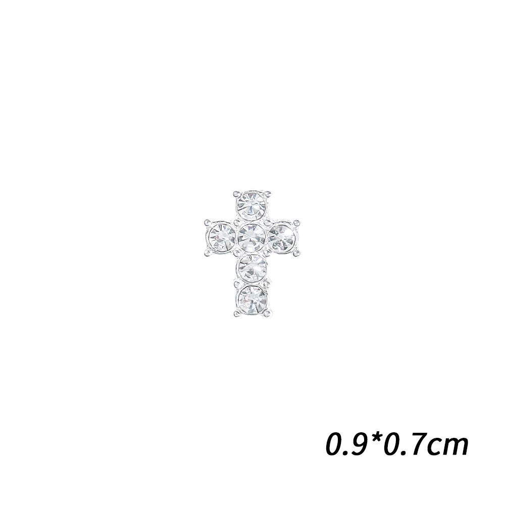 Breloque croix pour ongles en argent, biscuits astronomiques de luxe, décoration d'art d'ongle, croix punk 3D, fournitures de manucure bricolage, 10 pièces