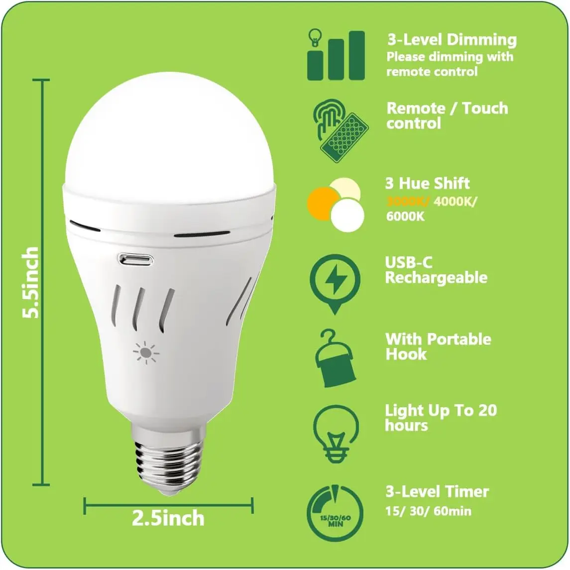 Imagem -03 - Luz de Emergência Recarga tipo Usb Cores Pode Ser Dmming Lâmpada de Bateria Recarregável com Controle Remoto 9w E27 ac 220v