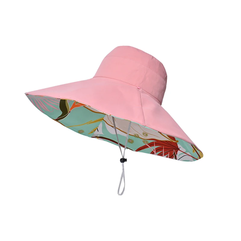 Xinbaoguan 100% Cotton European and American Cross border Women\'s New Double sided Fisherman Hat Summer Enlarged brim Sun hat