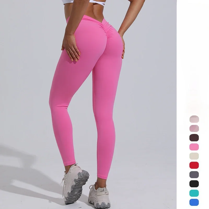 2024 Yoga Pants Women's Back V Waist Hip Lifting Peach Pants High Waist Sports FitnessNaked Sports Pants Leggings Tights