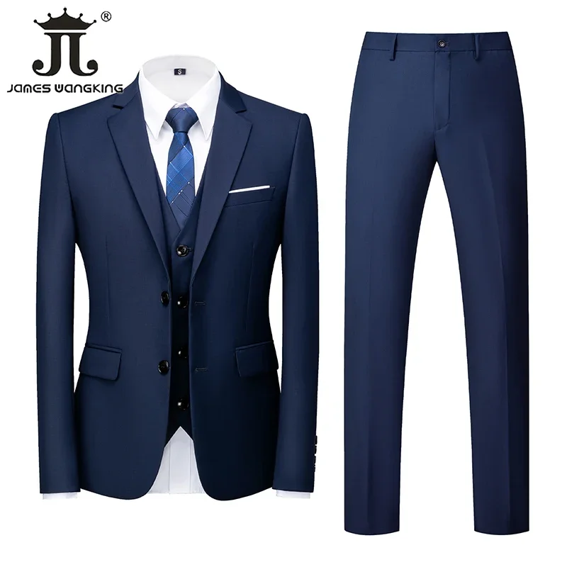 Jacket Vest Pants Single-breasted Slim Mens Suit Business Casual Work Professional Wear Wedding Groomsmen Suit 3pcs and 2pcs Set