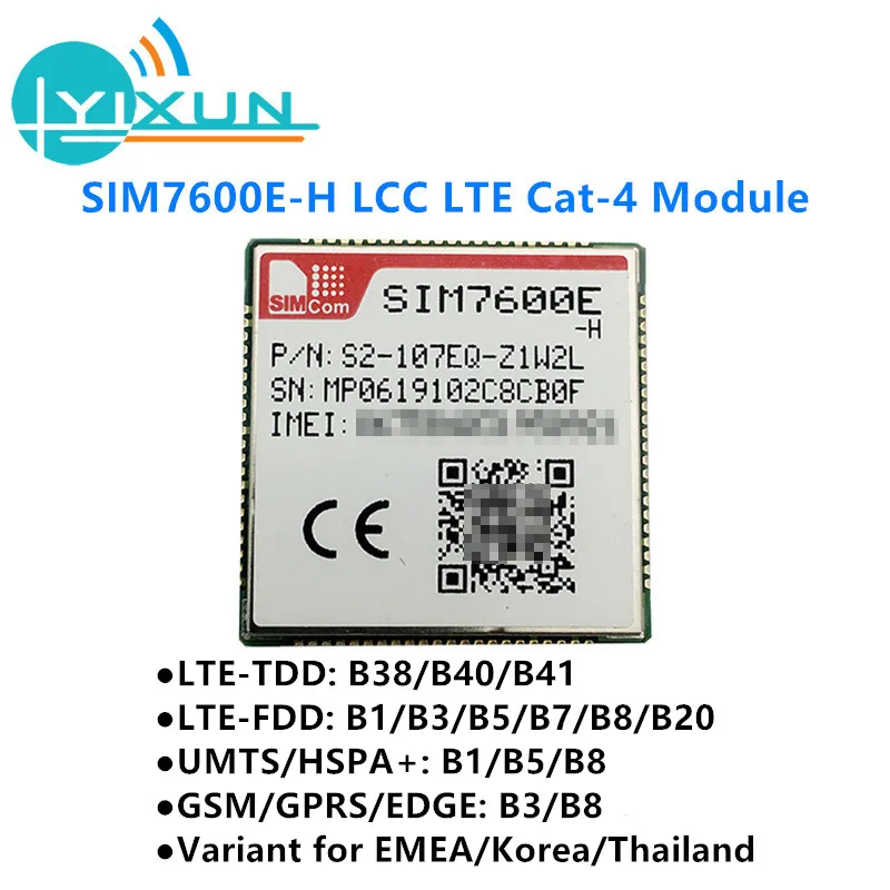 

SIMCOM SIM7600E-H LCC LTE Cat4 Module LTE-TDD B38/B40/B41 LTE-FDD B1/B3/B5/B7/B8/B20 UMTS/HSPA+ B1/B5/B8 GSM/GPRS/EDGE B3/B8