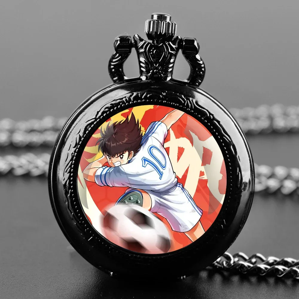 Cartoon Design Glass Dome Quartz Pocket Watch with Arabic Numerals Dial Durable Chain Perfect For Gifts