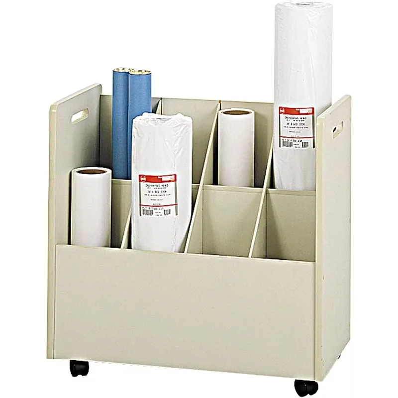 Products 3045 Mobile Roll File, 8 Compartment, Putty