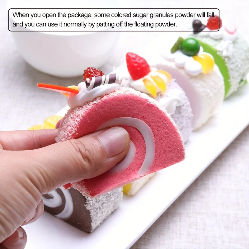 6PCS Simulation Cake Food Model Fake Cake Dessert Artificial Faux Swiss Rolls Home Kitchen Decoration Display Photography Props