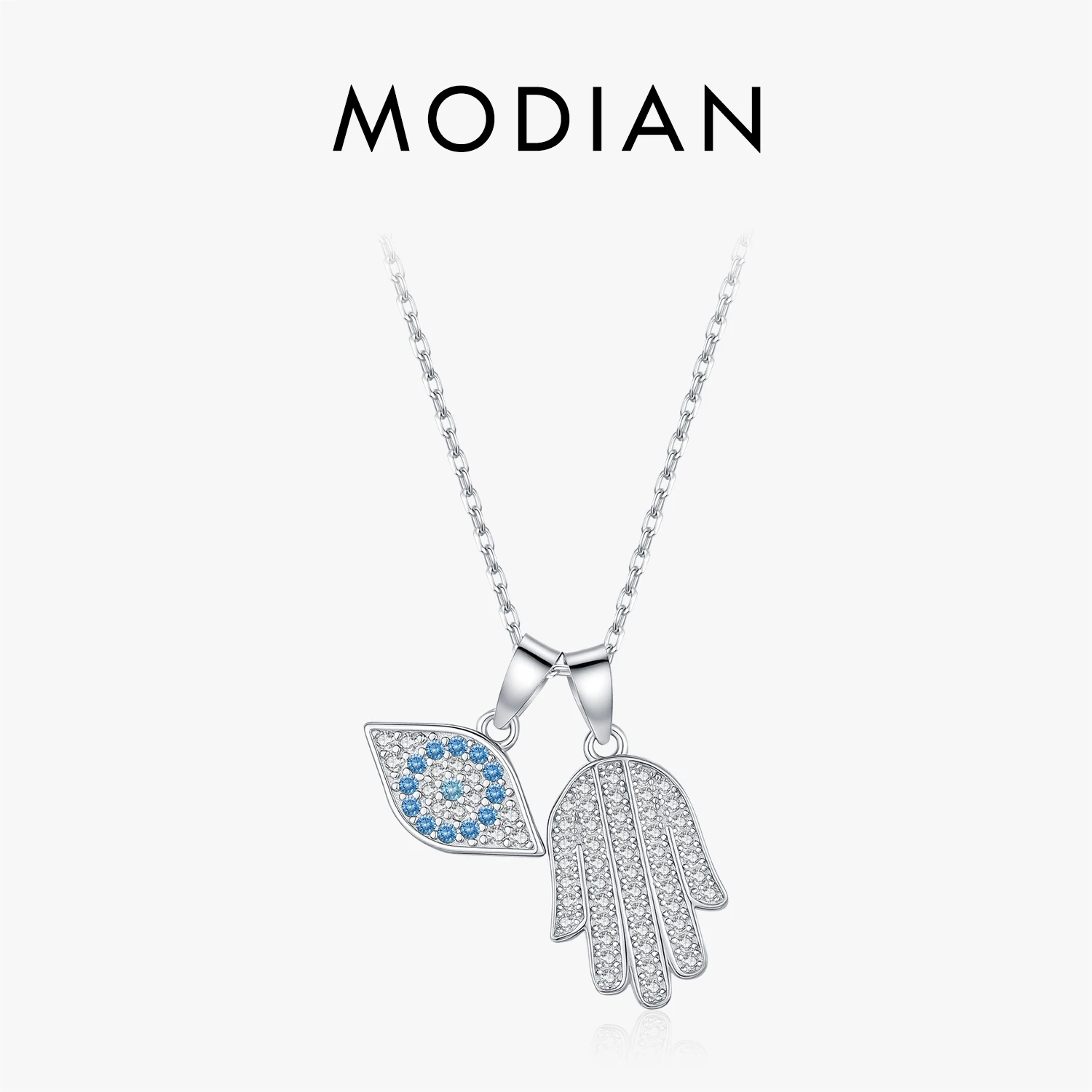 موديان 925 فضة تألق الأزرق تشيكوسلوفاكيا عيون النخيل قلادة قلادة للنساء حفلة رائعة غرامة مجوهرات اكسسوارات