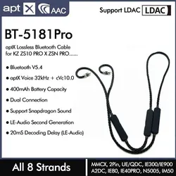 BT-5181PRO High Resolution Bluetooth Acoustic Module Cable LDAC aptX Lossless HD 20ms LE-Audio Delay Gaming for MMCX 2Pin QDC IM
