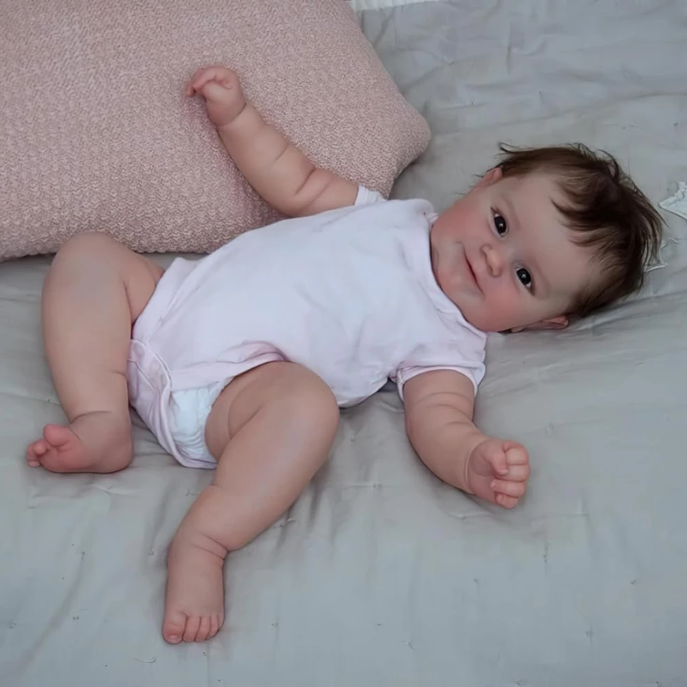 Realistyczna lalka Reborn Baby Doll całe ciało silikonowa realistyczna uśmiech nowonarodzona dziewczynka lalki ukorzenione włosy widoczne żyły zabawka do kąpieli prezenty dla dzieci