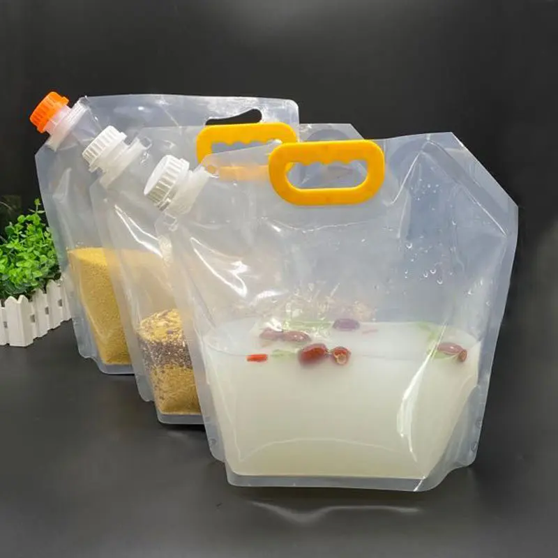 1.5/2.5/5L Foldable Beer Bag Transparent Stand-Up Plastic Juice Milk Packaging Bag Outdoor Camping Hiking Portable Water Bags