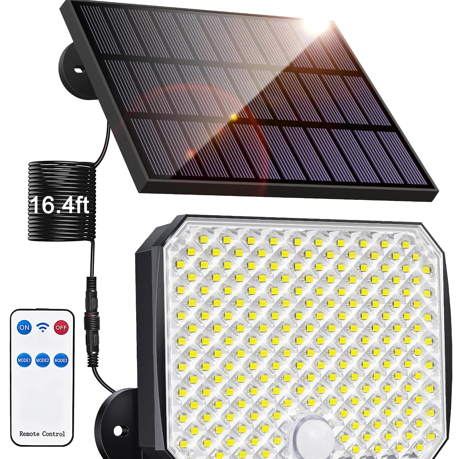 

1/2pcs 118LED Split Solar Wall Light With Remote Control 3 MODE PIR Motion Sensor Light Outdoor Garden Street Sunlight Lamp