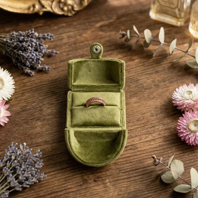 Solid Color Velvet Jewelry Box Luxury Double Door Necklace Bracelet Case Organizer Ornaments Rings Bearer Box