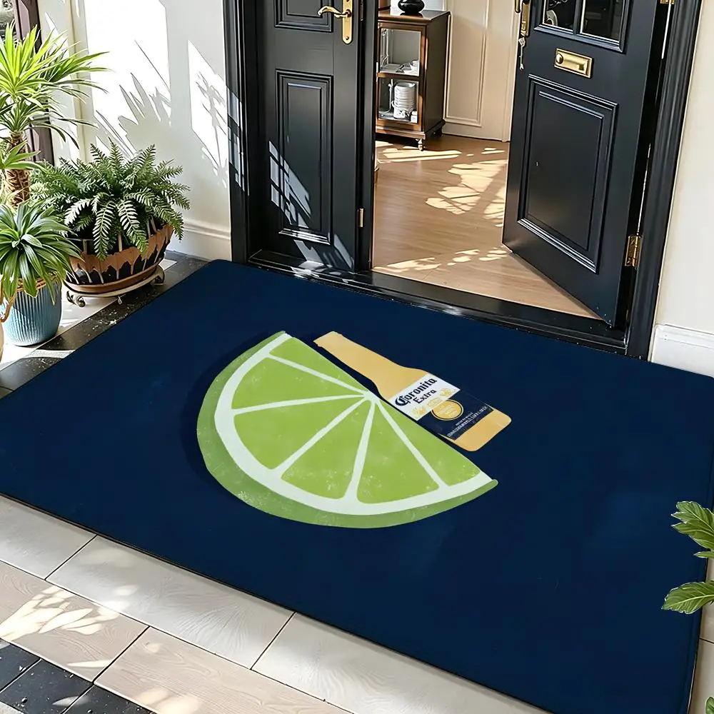 Beverage C-Corona Floor Mat Soft Flannel Entrance Door Mat Non Slip Absorbent Bathroom Bedroom Floor Rug