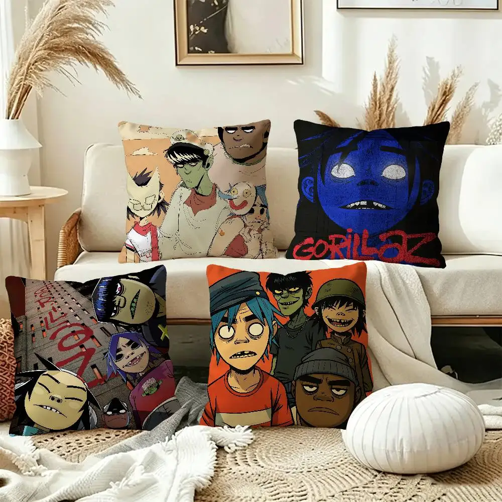 Virtual Singer Gorillaz Band Cushion Cover Pillowcase Upholstery Sofa Throw Pillow Home Decor Pillowcas