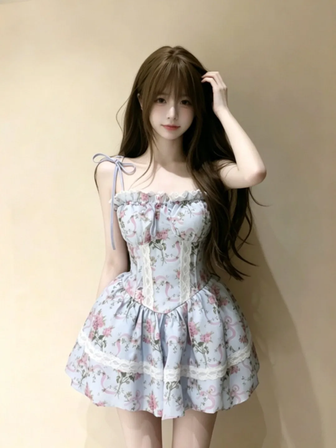 

Retro Style Beautiful Floral Print Puffy Sleeve Waist Cinched Summer Dress Elegant Chic City Commute Church Date Casual Tour
