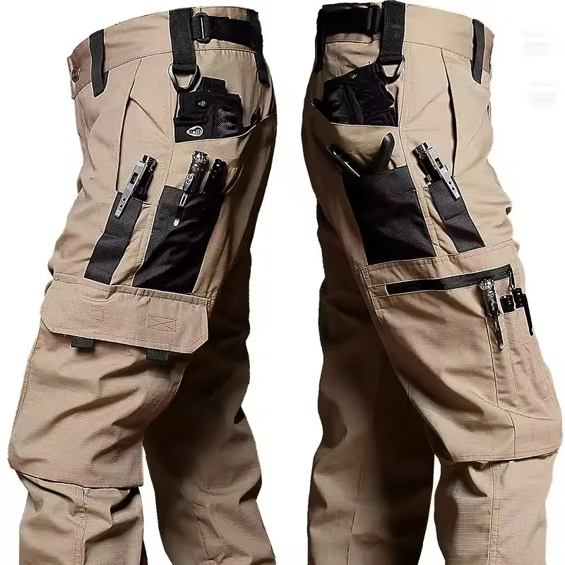 Mehrtaschen-Arbeitshose für Herren, wasserdichte Cargohose mit geradem Bein, strapazierfähige Outdoor-Hose, Wanderhose, Freizeithose, Frühlings-Jogger für Herren – Detail 6