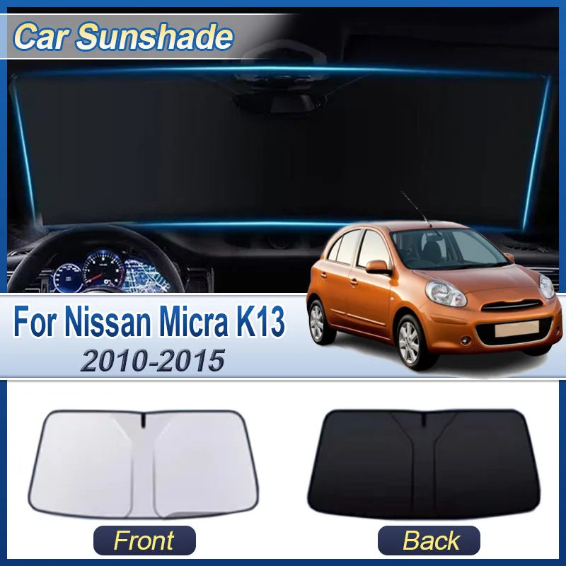

Для Nissan Micra K13 March 2010 2011 2012 ~ 2015 автомобильный солнцезащитный козырек на лобовое стекло, солнцезащитный козырек с защитой от УФ-лучей, теплоизоляция, автомобильные аксессуары