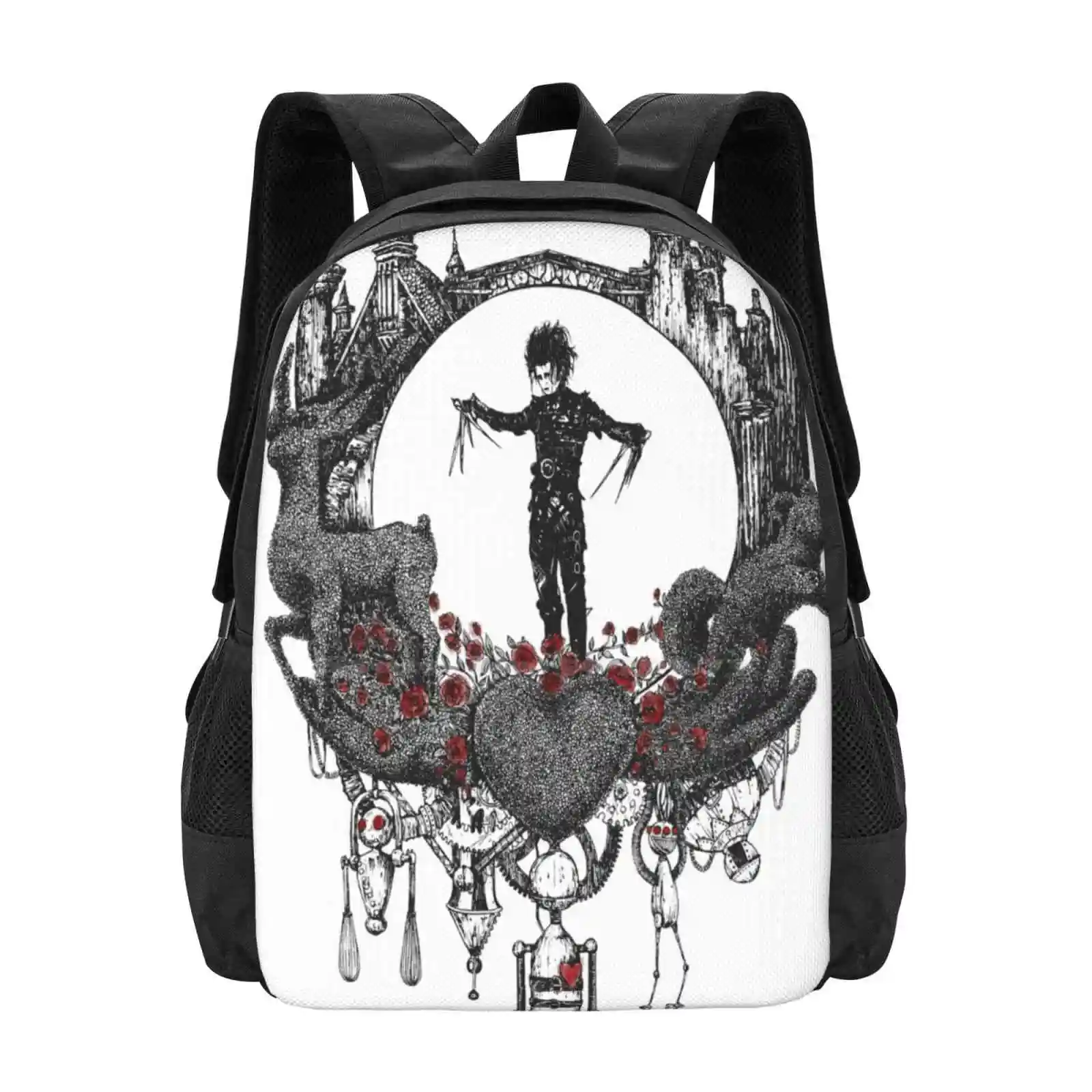 

Ice Dance Teen College Student Backpack Pattern Design Bags Edward Scissorhands Drawings