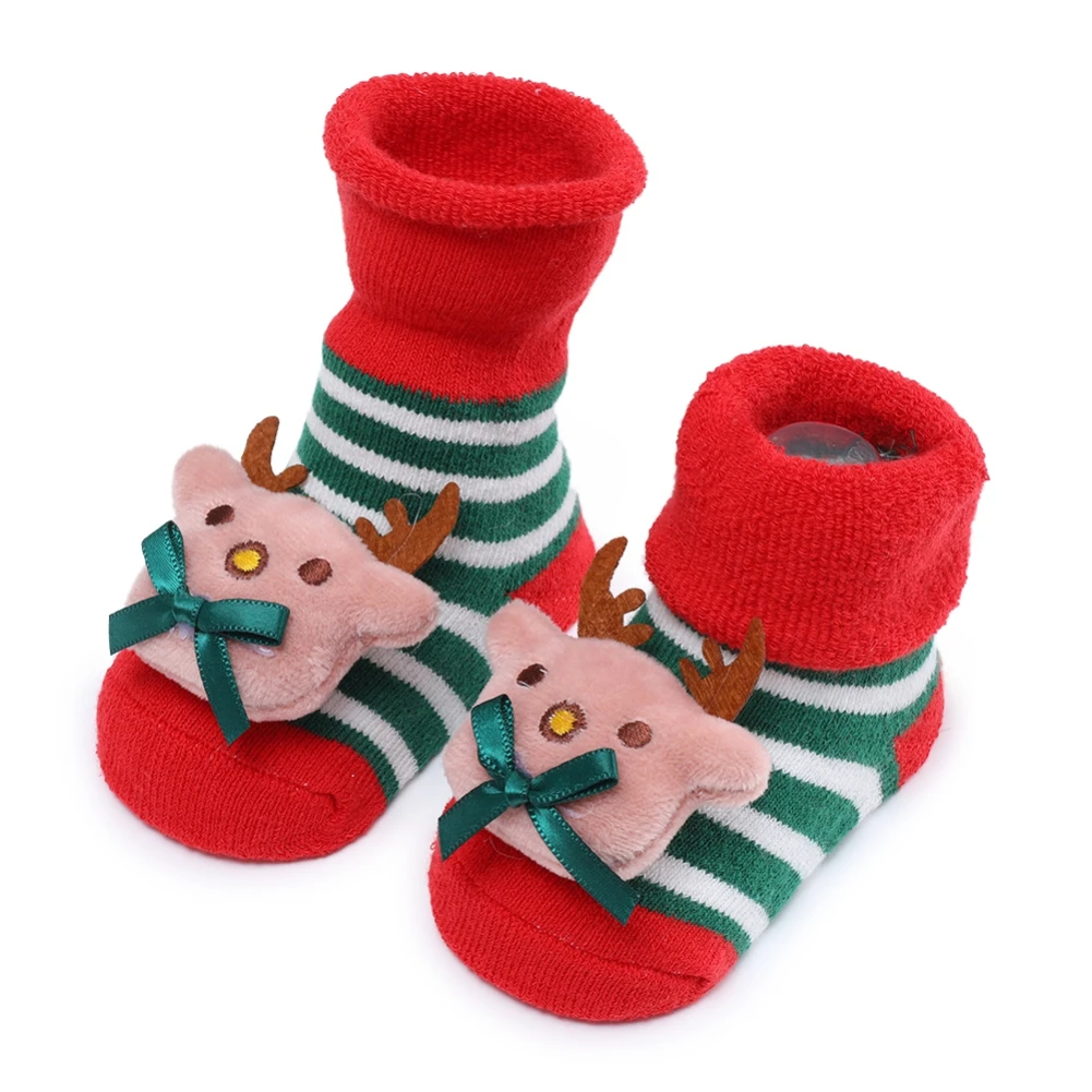 

Jlong Infant Boy Cartoon Christmas Socks Newborn Baby Girl Cotton Socks Anti-slip Middle Tube Floor Socks 0-1 Year