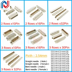 1Pcs DIN41612 European socket 9001COOA 2.54mm board-to-board connector bent pin straight hole Bent hole straight pin 10P/20P-96P