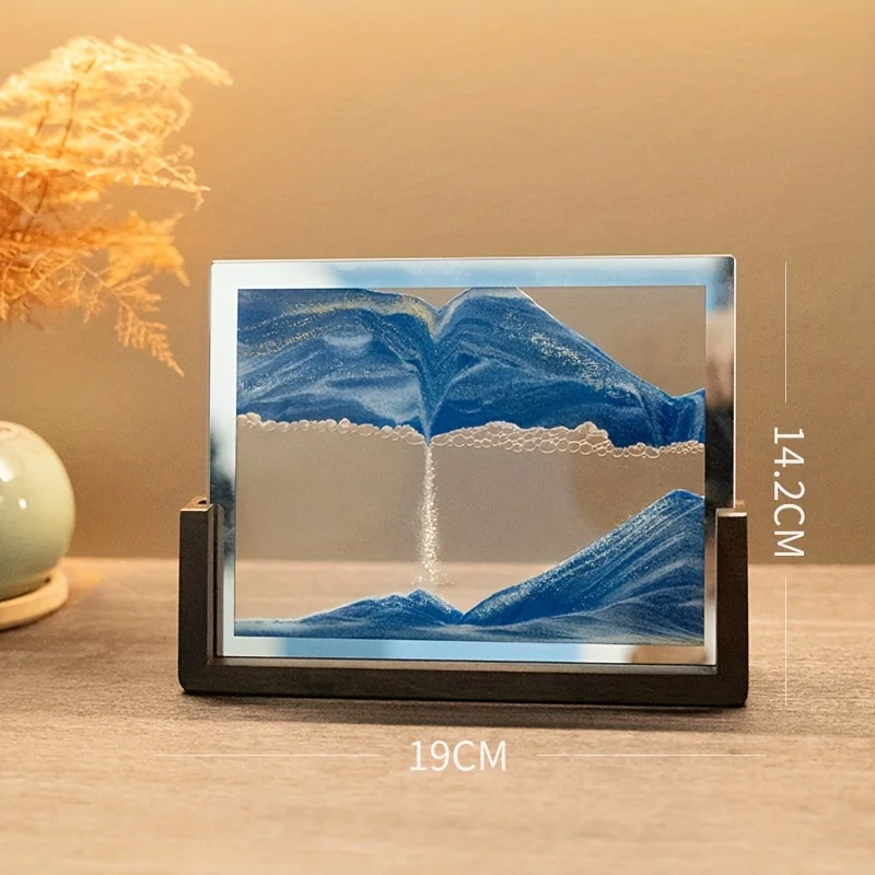 

[Tempered Glass Craft Ornament] 2D Flat Room Decor Carliving 3D Quicksand Hourglass Craft, Creative Quick Sand Painting Ornament