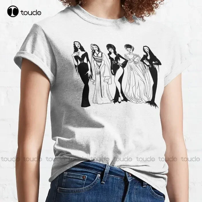 القوطي فرقة الكلاسيكية تي شيرت هالوين الأصفر قميص جودة عالية لطيف أنيق جميل Kawaii الكرتون الحلو القطن تي شيرت Xs-5Xl