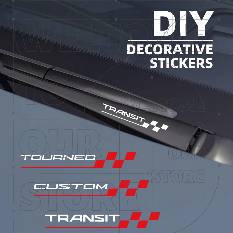 4 pz Auto Per Ford Transit Tourneo Personalizzato MK7 MK8 Tuning LOGO Emblema Decorazione Interni Decalcomanie Auto Finestra Tergicristallo Adesivi Accessori