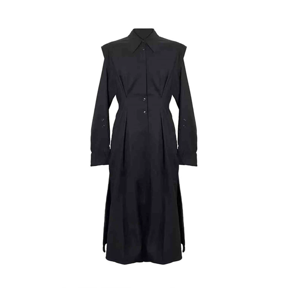 Y2k Dark Gothic Flowy Three-Button Mid-Length Shirt Genderless Streetwear Fashion Youth Nightclub Trend Niche Trench Unisex 2026