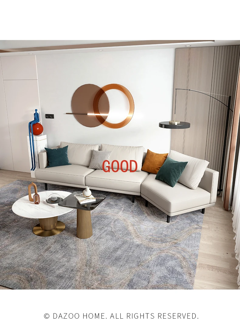 Итальянский минималистичный полноразмерный кожаный диван, первый слой из воловьей кожи, Новая высококачественная гостиная на три или четыре места