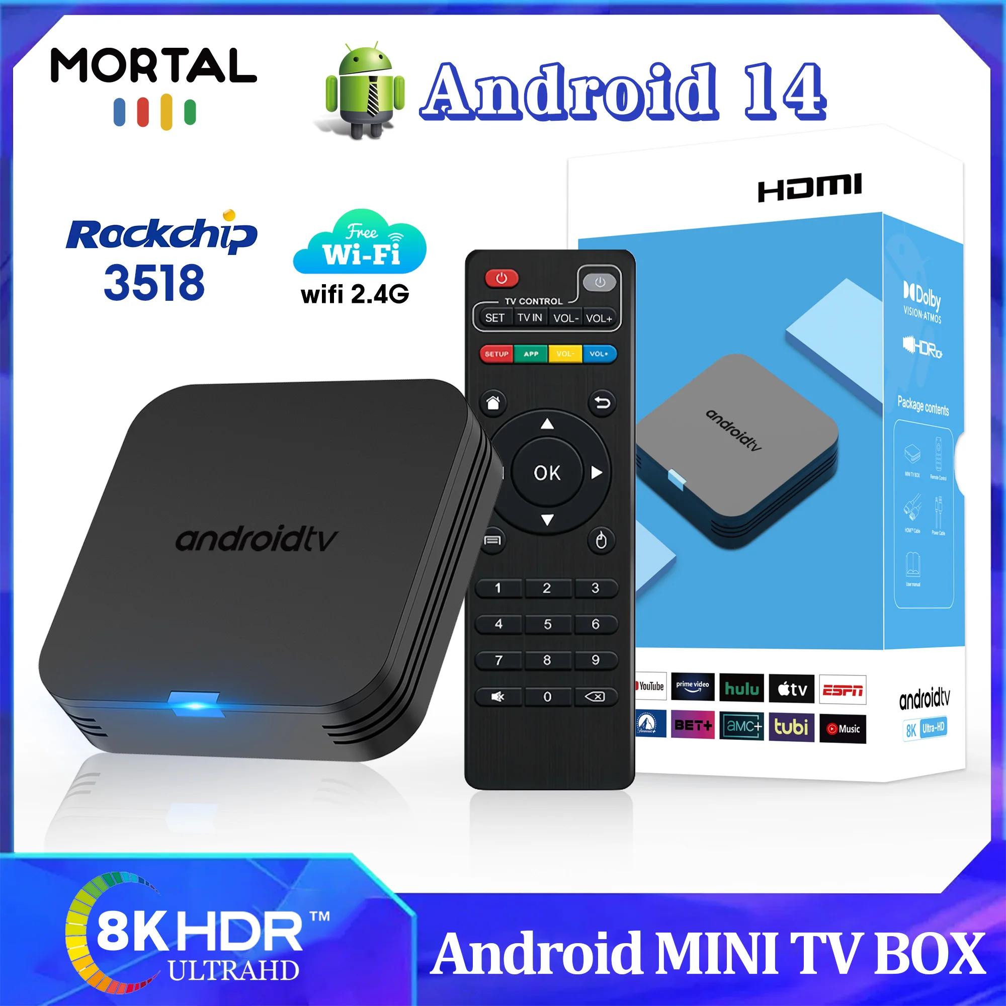 Android TV Box 14.0 TX1 Mini Tv Box 2.4G WIFI 8K HDR USB3.0 16GB RK3518 Quad Core Global Media Player Set Top Box