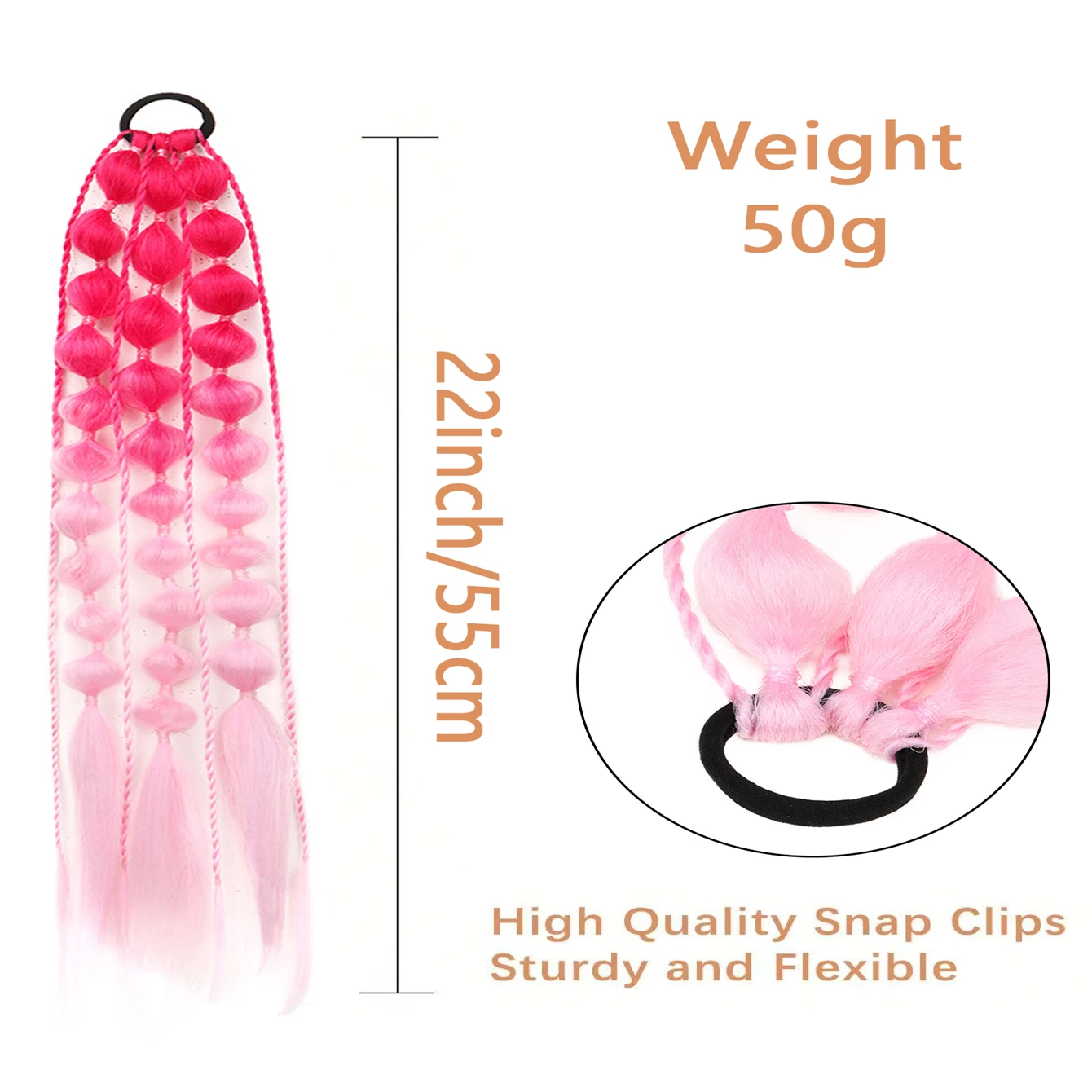 1pcs Multicolor Festive Elastic Lantern Foam Braided Synthetic Ponytail for Women Girls Basic Style Hair for Party Cosplay image 6