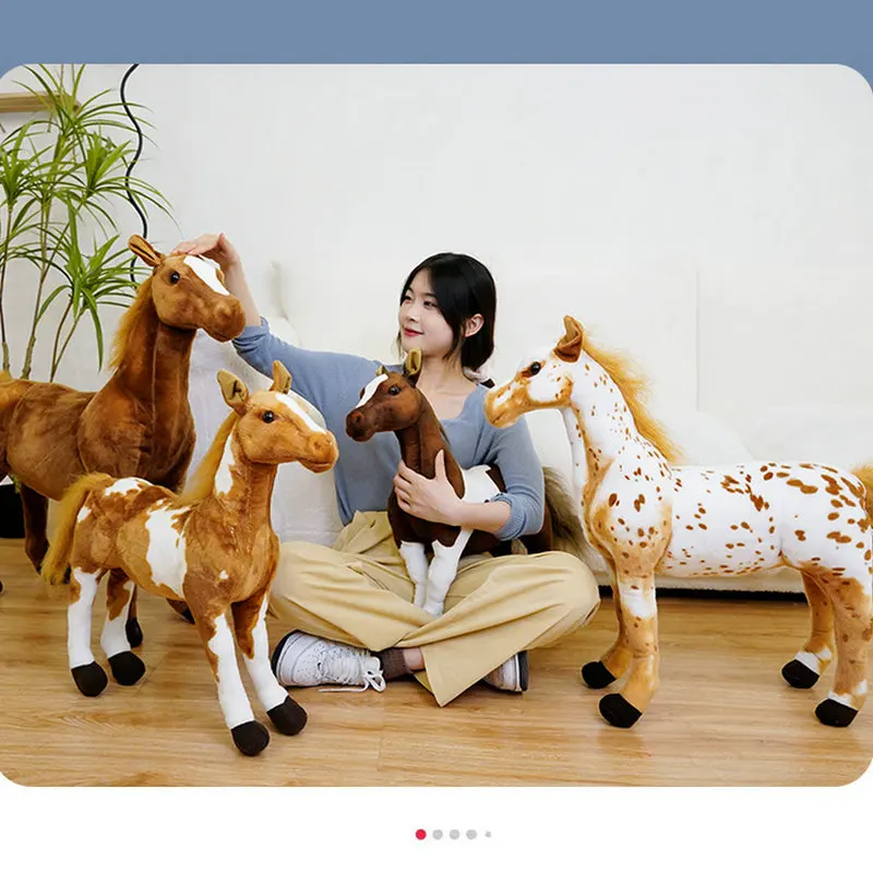 28-70cm Cartoon Simulation Horse Plush Toy Stuffed Lifelike Animal Dolls Girl Birthday Gift Home Decoration