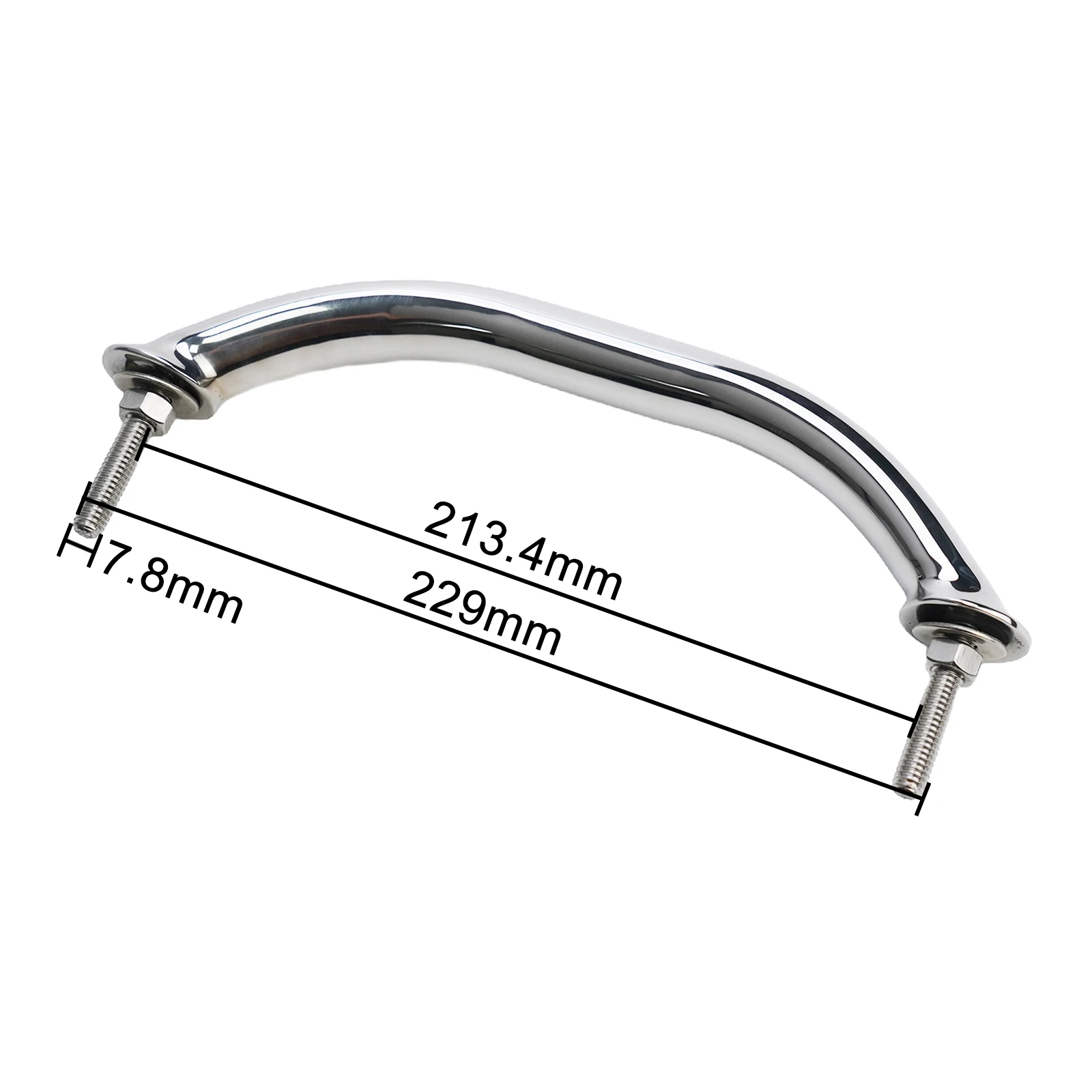 1pc 8.3'' Polished Heavy Duty Boat Marine Grab Handle Hand Rail Hardware Boat Yacht Long 5/16X2 Stud 7/8 Round Tube