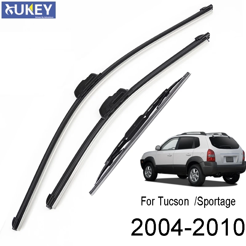XUKEY Juego de limpiaparabrisas delantero y trasero para Hyundai Tucson JM, Kia Sportage JE/KM 2005 2006 2007 2008 2009 2010