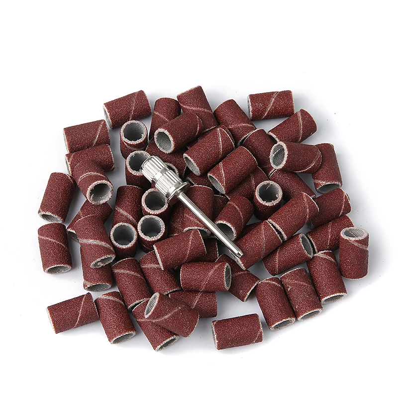 60 قطعة/صندوق مسمار الرملي العصابات مجموعة مع 1 قطعة مغزل ل آلة أظافر الكهربائية مسمار الحفر طحن بت الملفات باديكير أداة #6