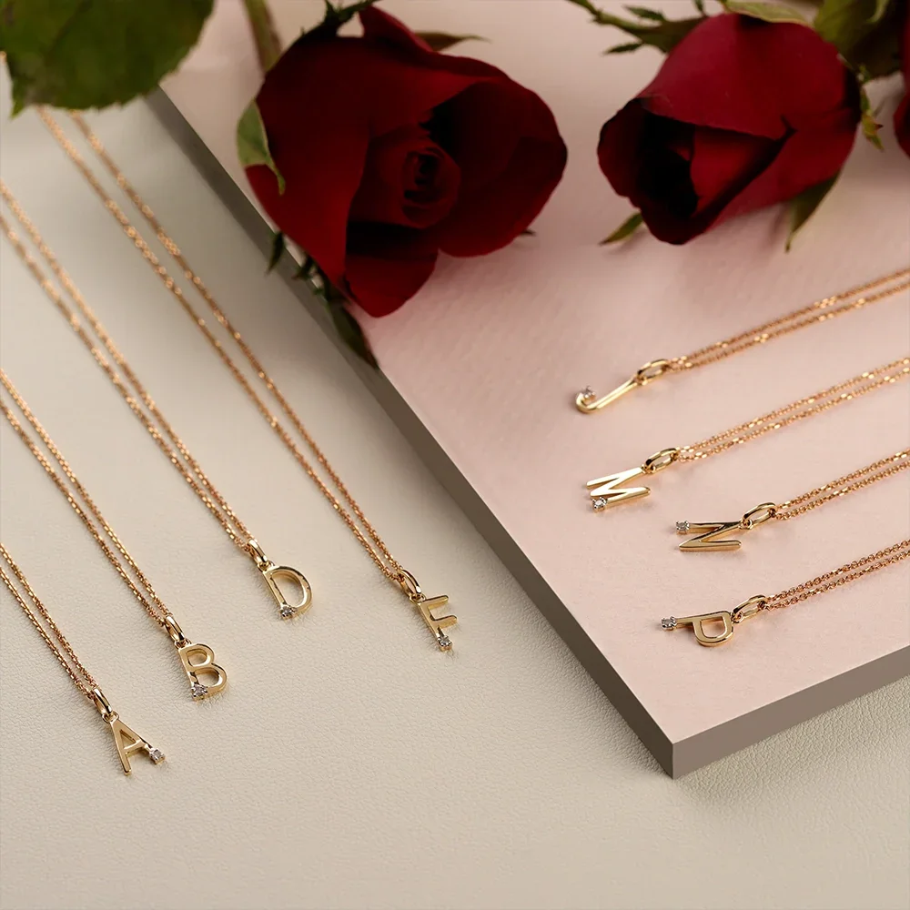 

Dainty Diamond Pendant Initial Necklace Minimalist Crystal Letter Jewelry Personalized Gift for Her Birthday Anniversary