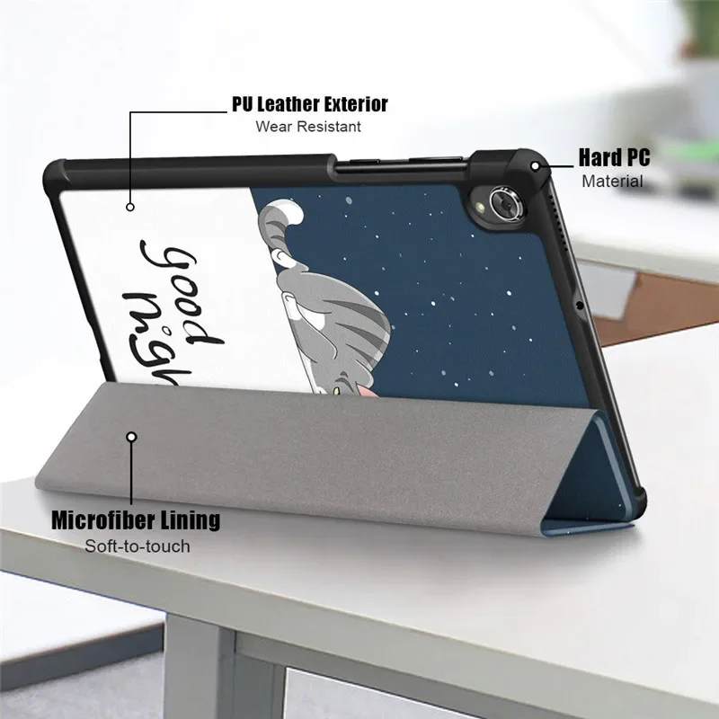 Etui na tablet Lenovo Tab K10 X6C6X X6C6F 10,3 cala 2021 Składana podstawka Skórzany pokrowiec Smart Wake Sleep Etui na tablet 10,3'' Trifold Funda — zdjęcie produktu 4