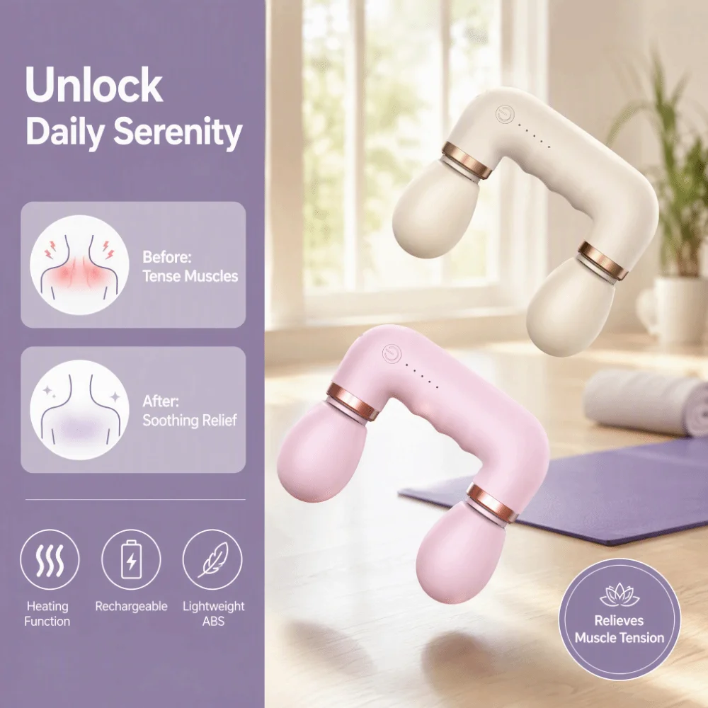 Portable Fascial Muscle Massager USB Rechargeable Quiet Muscle Relaxation Massager Double Head Vibration Massager