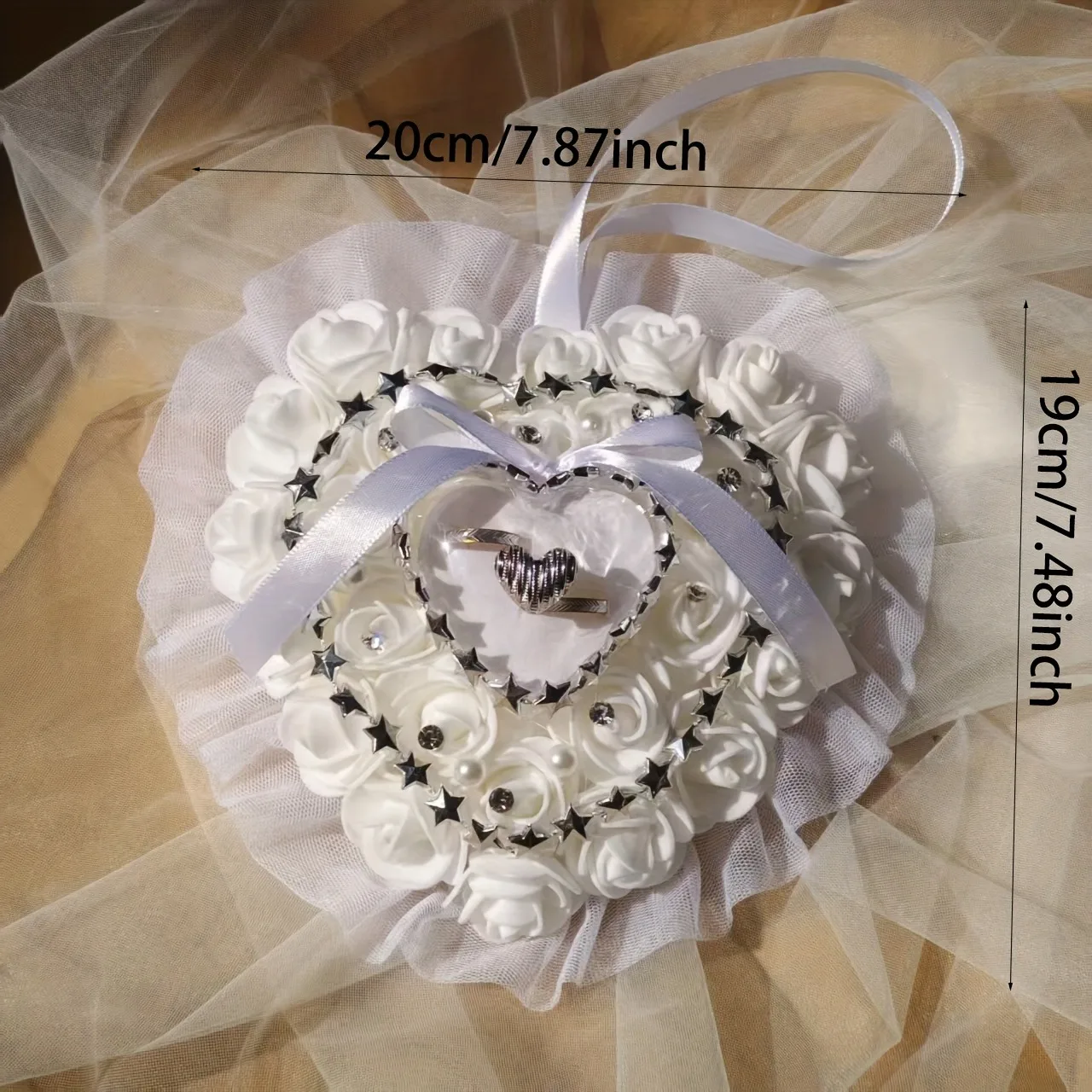 Europees retro trouwringkussen met sterdecoratie, elegant en genereus, geschikt voor het verwisselen van trouwringen