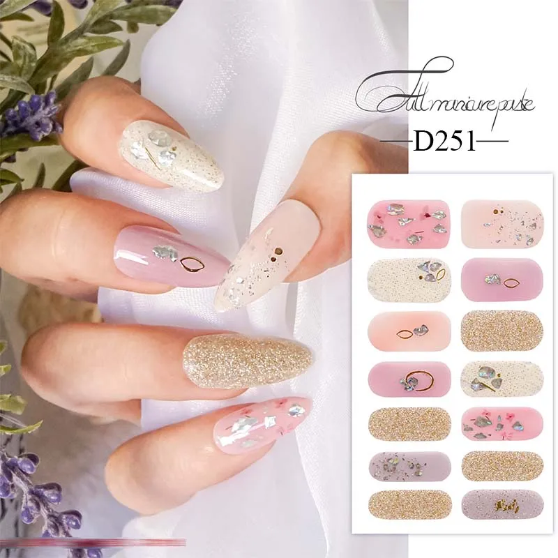 Fashion Powder Nail Stickers Finished Nail Stickers Decals Toenails Non-destructive Nails Eco-friendly Manicure Tool D371