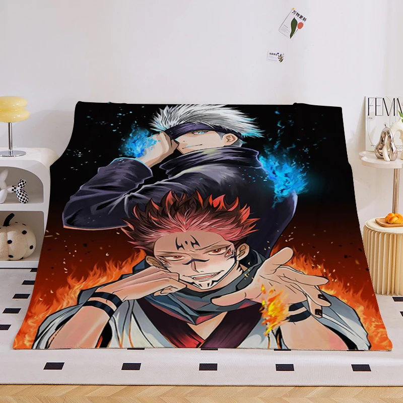 Anime Bed Blanket Sofa Winter King Size A-Sukuna Warm Fleece Camping Custom Adult Nap Fluffy Soft Blankets Microfiber Bedding