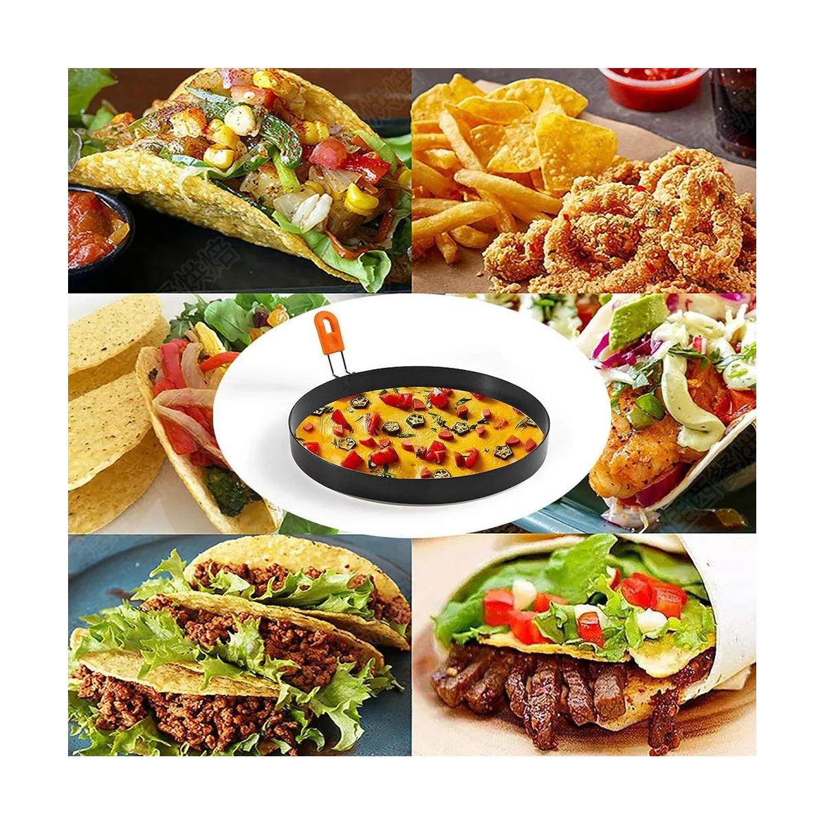 8-дюймовое блинное кольцо из нержавеющей стали, кольцо для омлета с силиконовой изоляцией, круглое кольцо для яиц, формы с масляной кистью