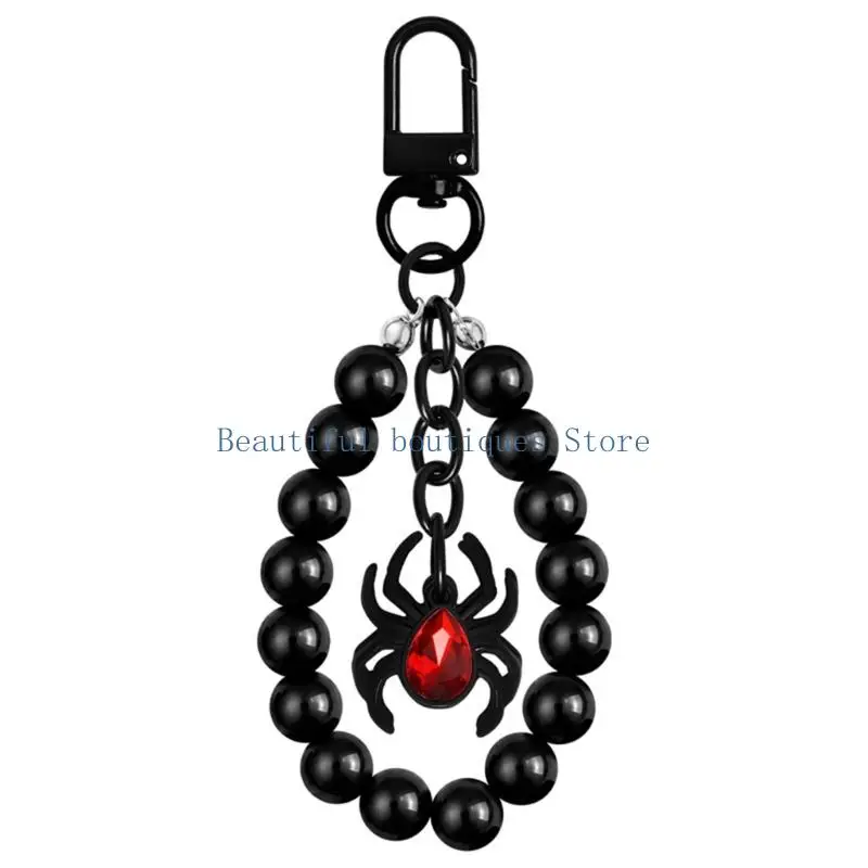 U4LF Cartoon Halloween Hanging Set, 10 Piece Keychain Accessories with Clip On Hardware, Black Bead Ring and Red Detail for