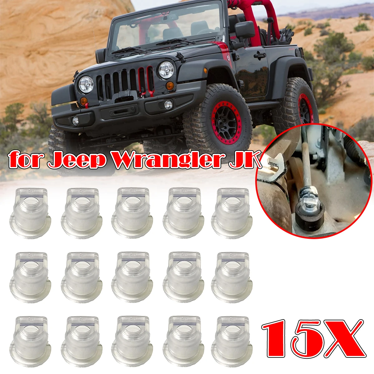 15PCS Gear Shift Cable Bushing Auto Gearbox Line Rubber Sleeve Transmission Transfer Case for Jeep Wrangler JK MK 68064273AB