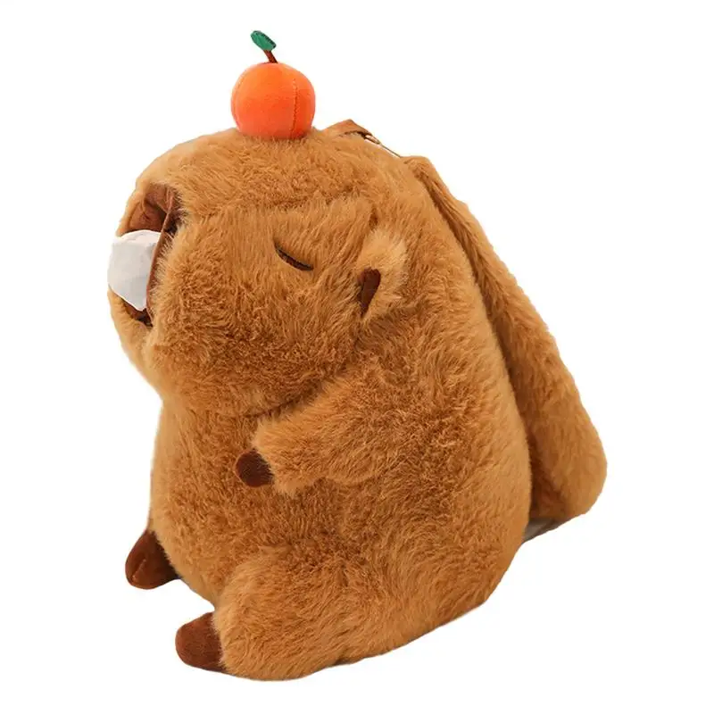 Capybara Backpack For School Cute Animal Children Backpack Kids Bookbag Large Capacity Capybara Plush Toy School Bags Tissue Box