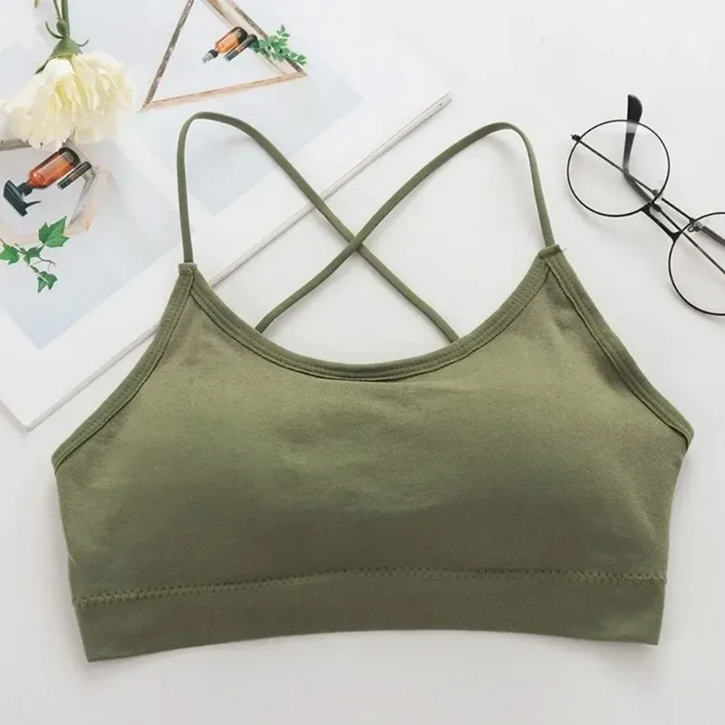 Soutien-gorge de sport sexy pour femmes, bretelles croisées, soutien-gorge à fort impact, sous-vêtements de yoga, course à pied, fitness, bralette rembourrée