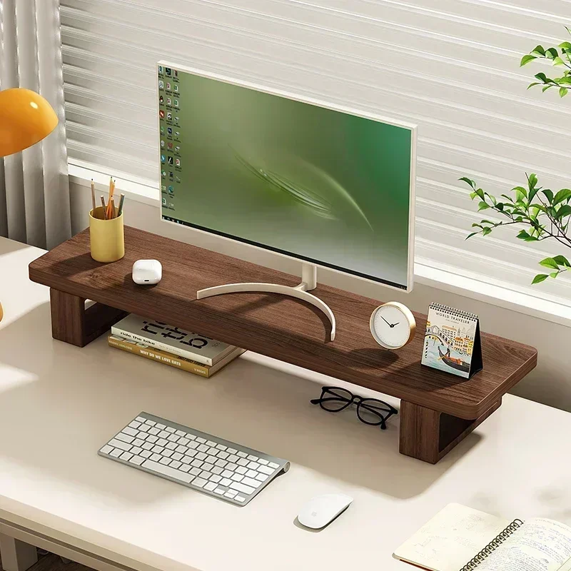 

Walnut Color Computer Monitor Mounting Rack Office Desktop Wood Organization Racks Laptop Screen Holder Protecting The Spine