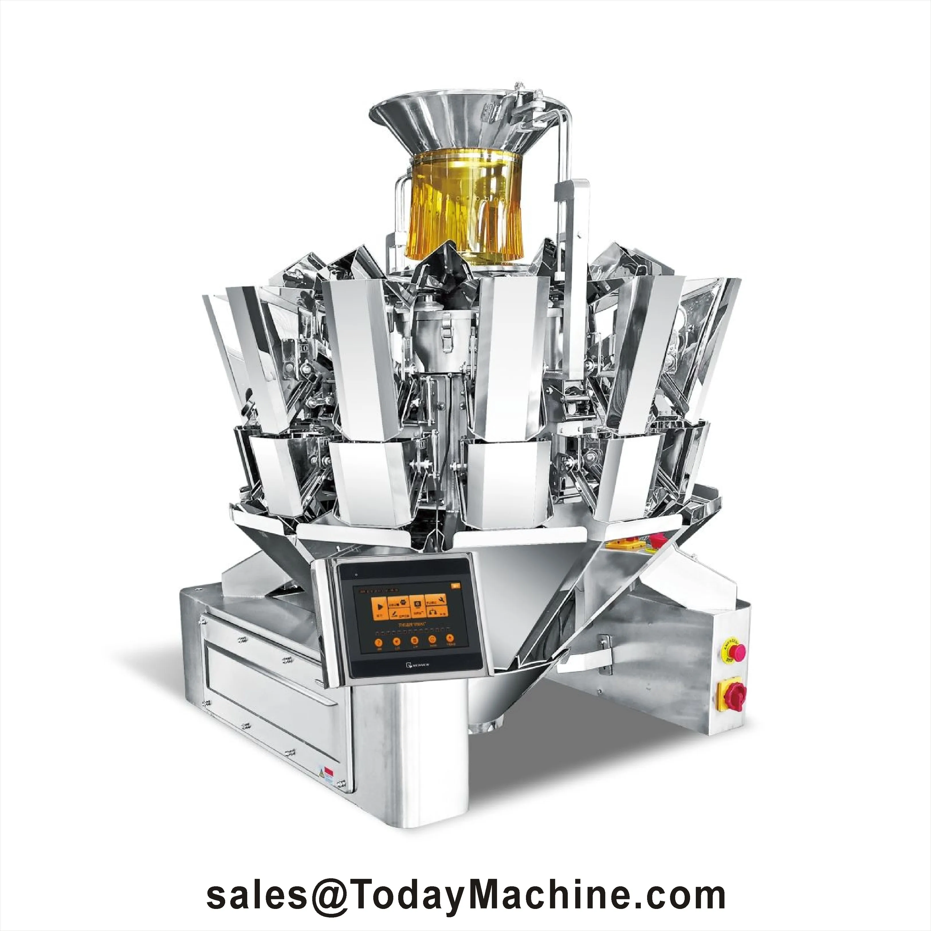 Automatic Multihead Combination Weigher 10 Head Vertical Pet Bottle Filling Machine for Toffee Chocolate Bean CandyAutomatic 10-