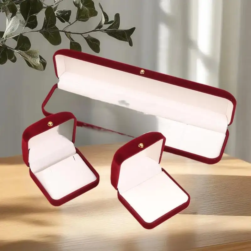 Flocking Gold Buckle Jewelry Box Pendant Ring Necklace Earring Bracelet Display Storage Box Luxury Feelings Packaging Box