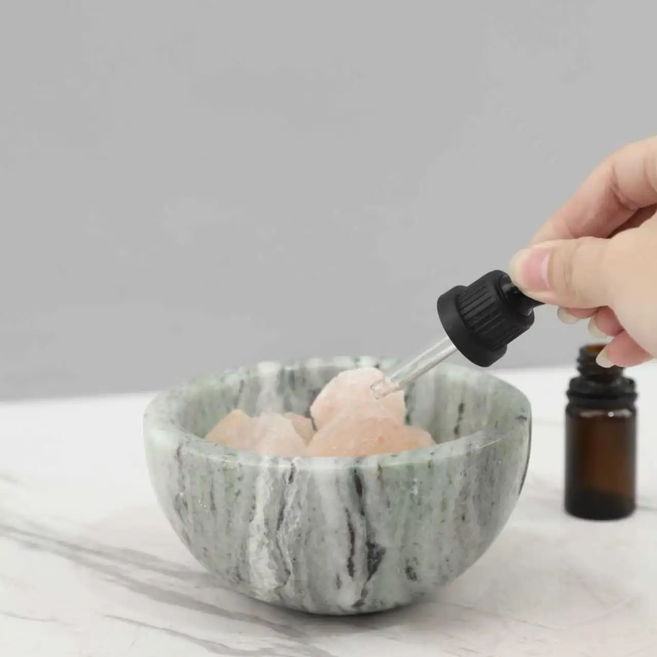Wabi-sabi style natural marble bowl amethyst geode bowl