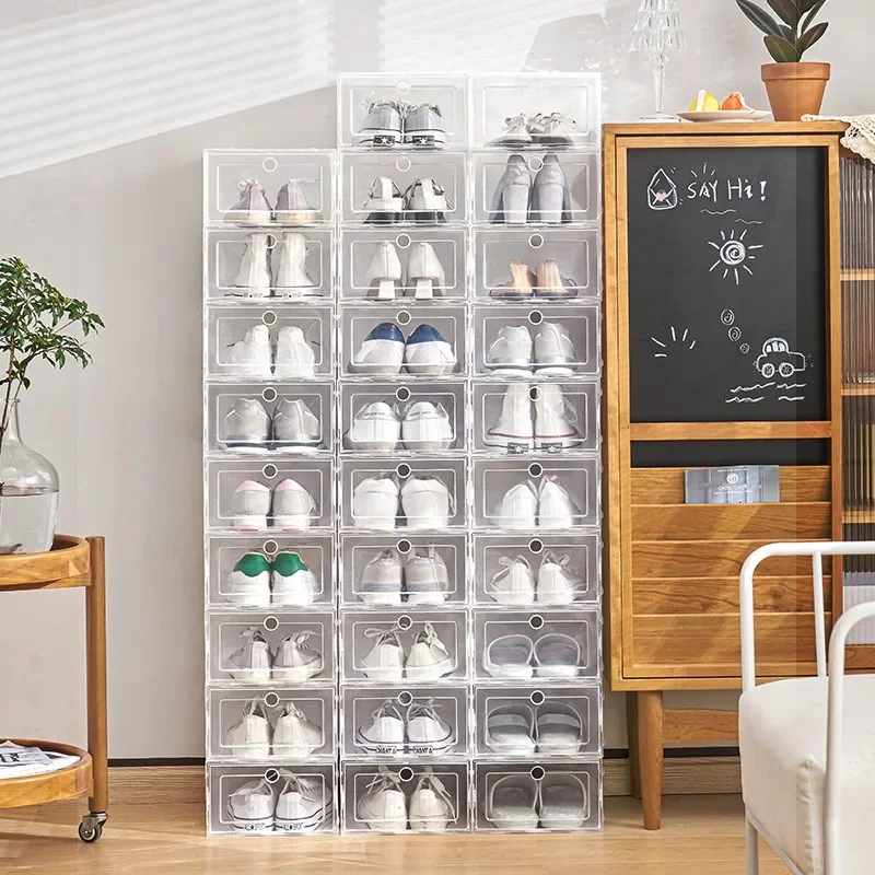 Transparent Plastic Shoe Cabinets Drawer Style Home Shoes Storage Box Men's and Women's Shoes Dust-proof Organizer Boxes